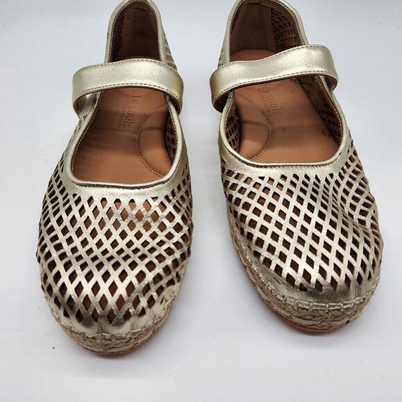 Gentle Souls Sienna Mary Jane Espadrille Ballet Flats Gold Metallic Leather 8M - Picture 3 of 7